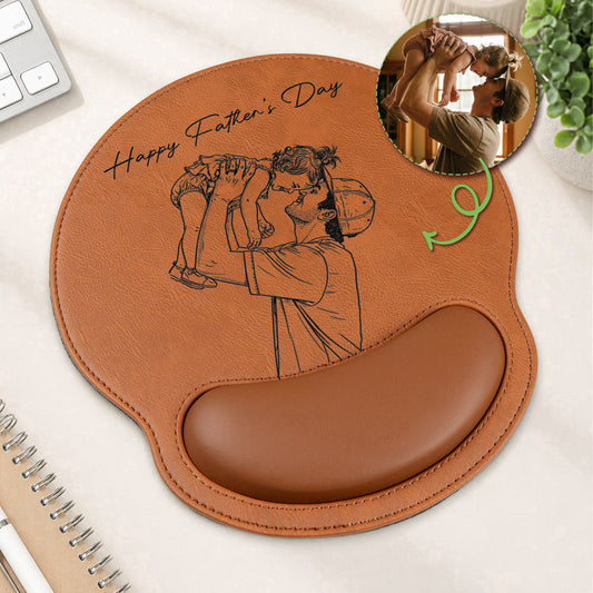Custom_Photo_Sketch_Line_Art_Fathers_Day_Gift_For_Dad_Husband_Personalized_Mouse_Pad_1