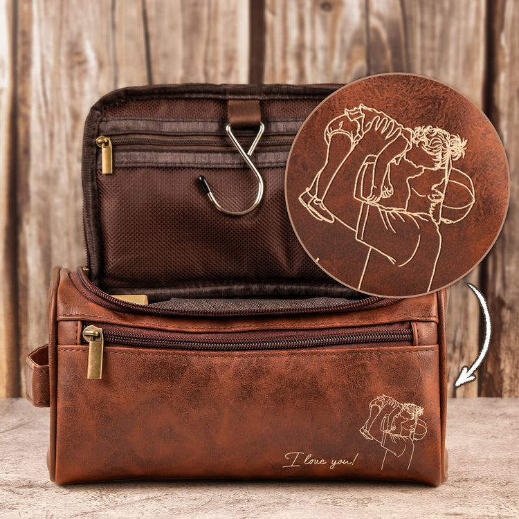 Custom-Photo-Sketch-Line-Art-Fathers-Day-Gift-For-Husband-Dad-Personalized-Toiletry-Bag-1
