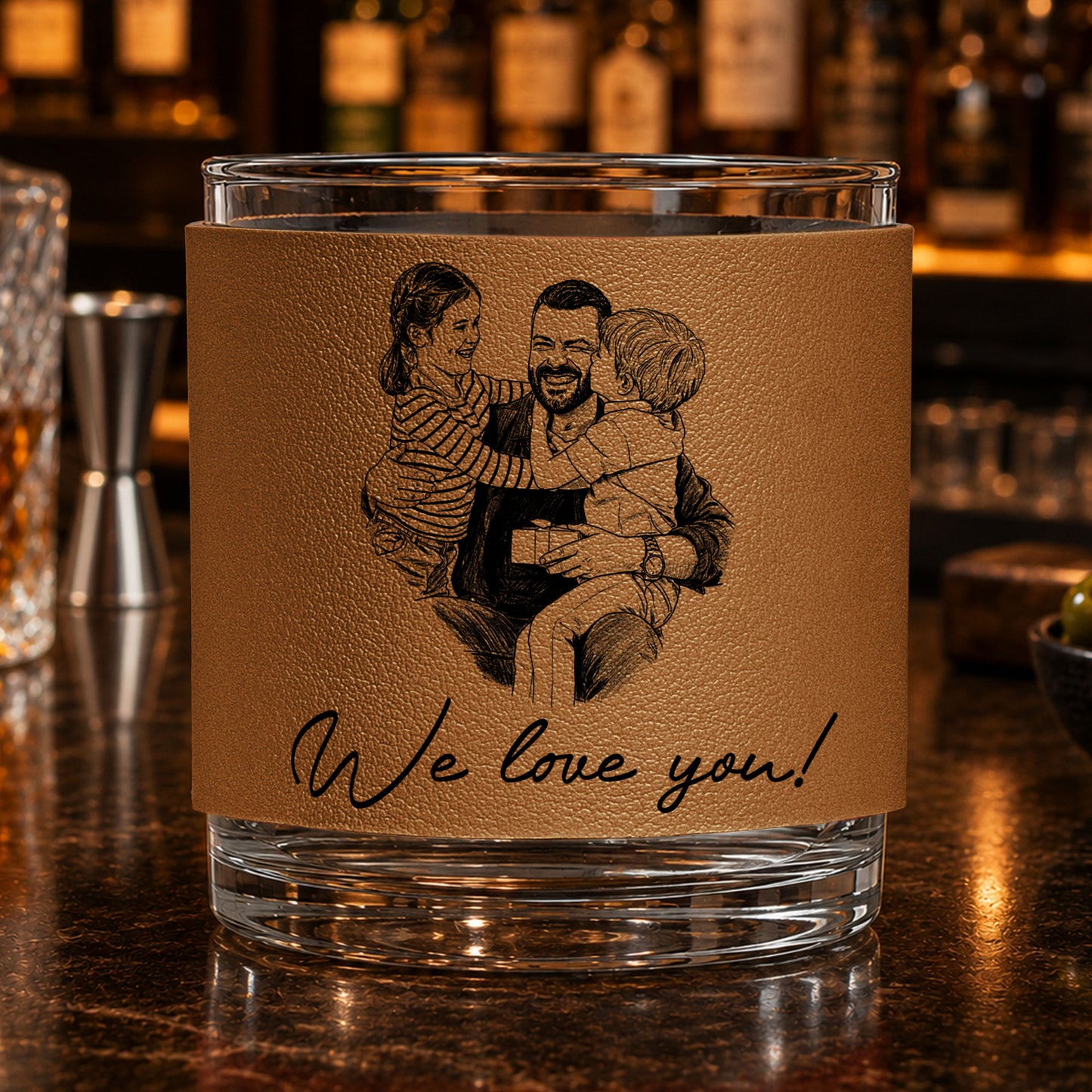 Custom-Photo-Sketch-Line-Art-Fathers-Day-Gift-For-Husband-Daddy-Personalized-Whiskey-Glass-2
