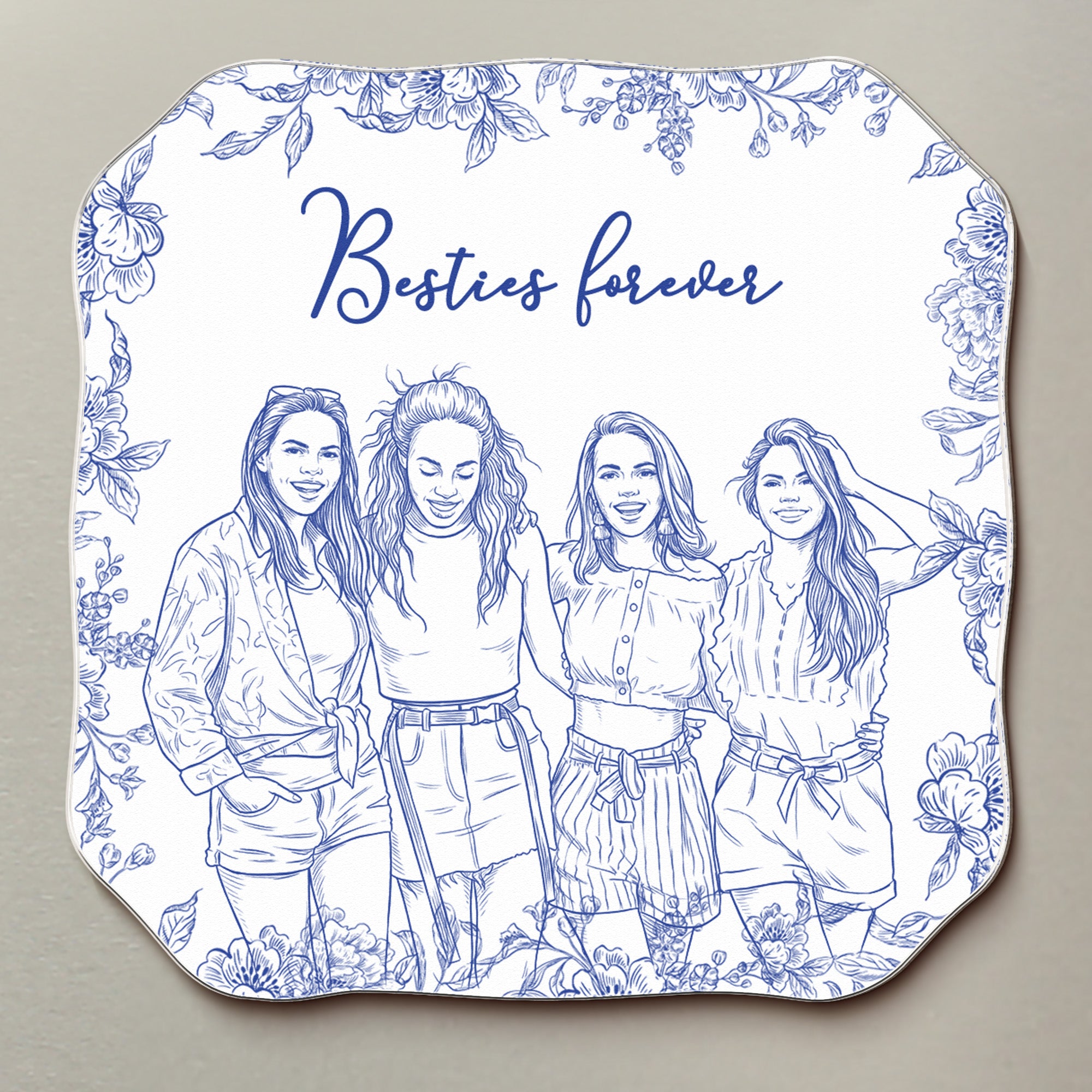 Custom-Photo-Sketch-Line-Art-Gift-For-Friends-Soul-Sisters-Personalized-Magnet-2