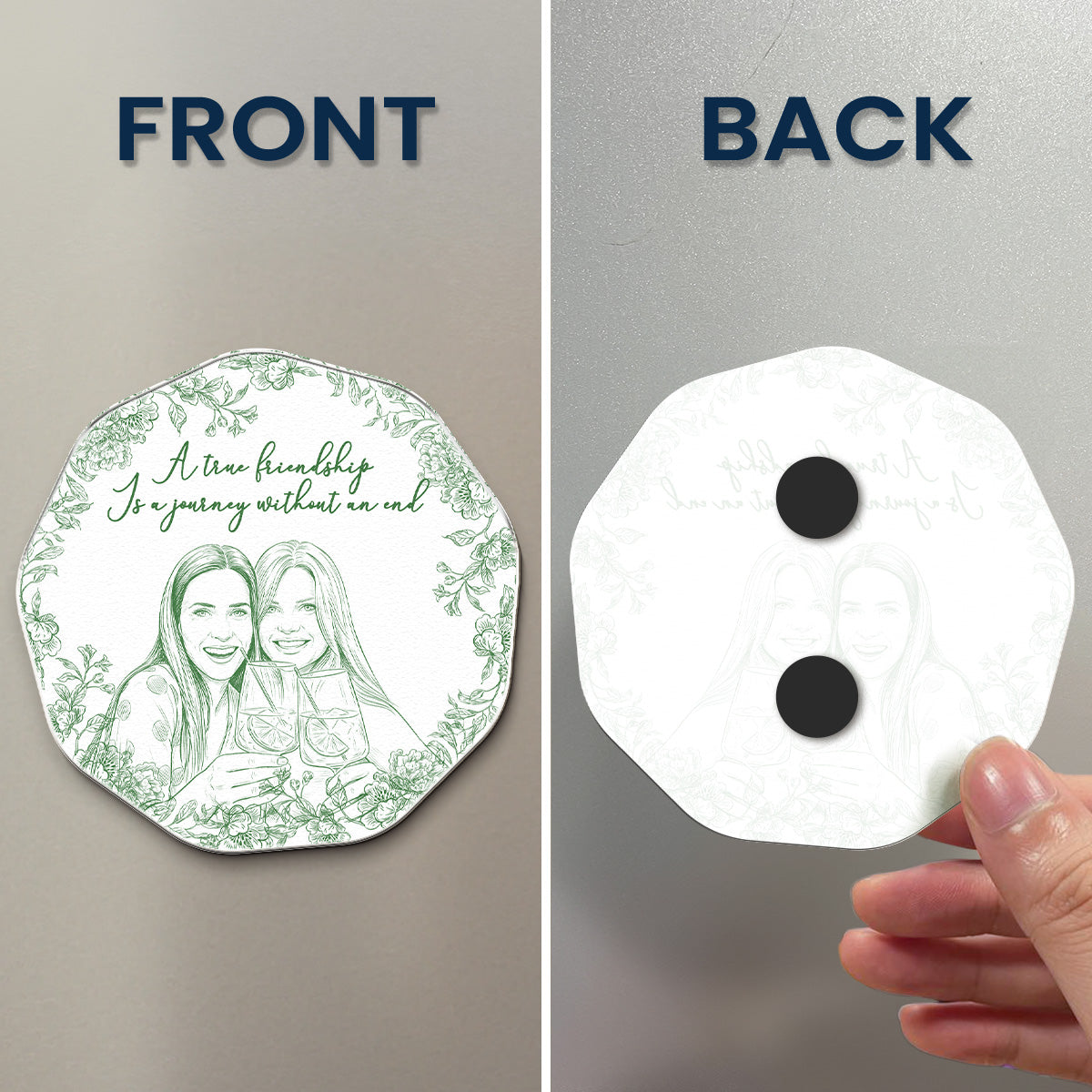 Custom-Photo-Sketch-Line-Art-Gift-For-Friends-Soul-Sisters-Personalized-Magnet-4