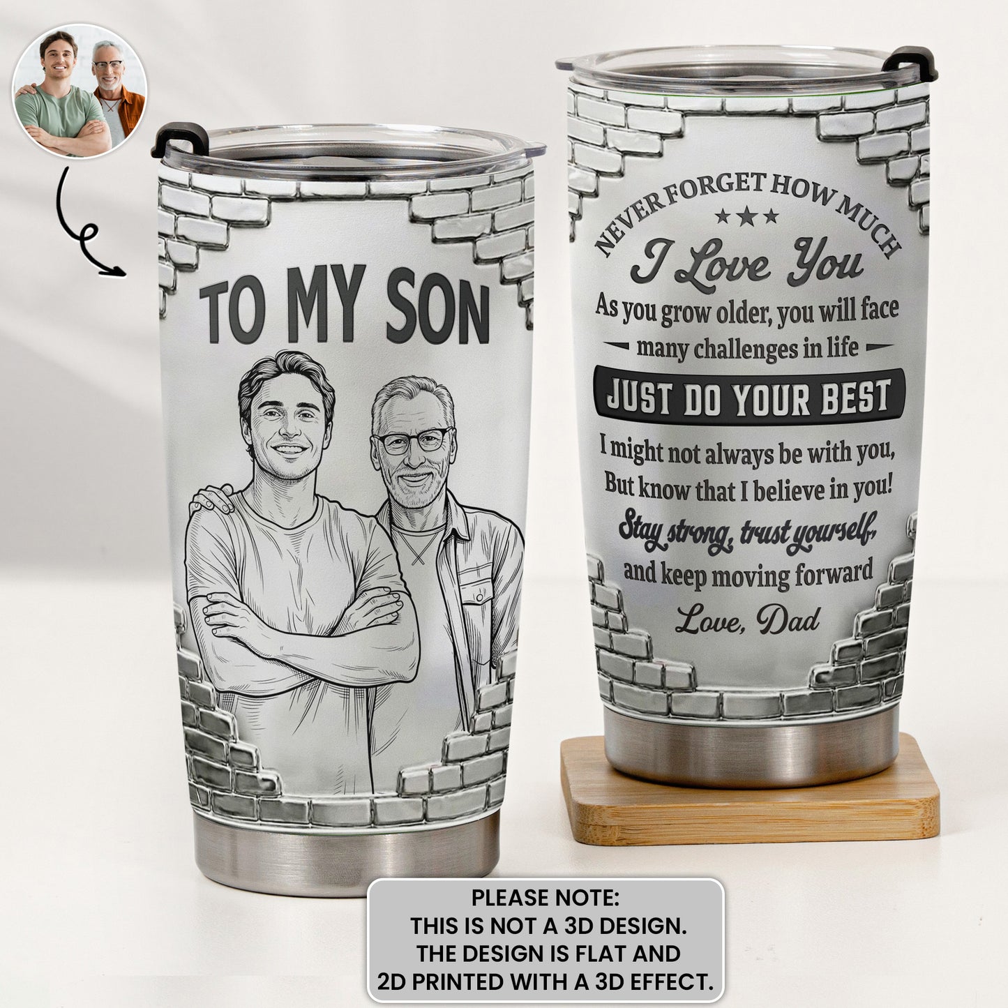 Custom-Photo-Sketch-Line-Art-Gift-For-Son-Daughter-Grandson-Personalized-Tumbler-1