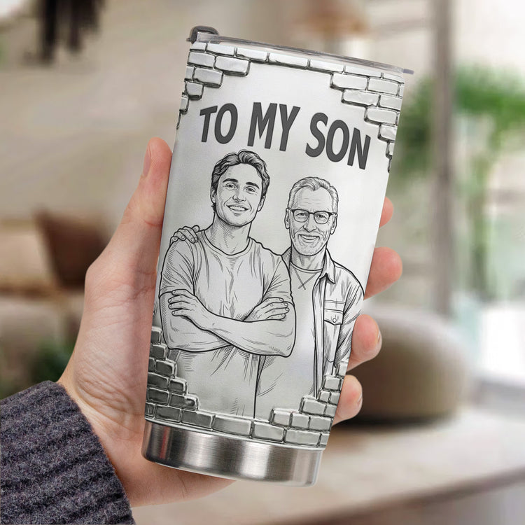 Custom-Photo-Sketch-Line-Art-Gift-For-Son-Daughter-Grandson-Personalized-Tumbler-3