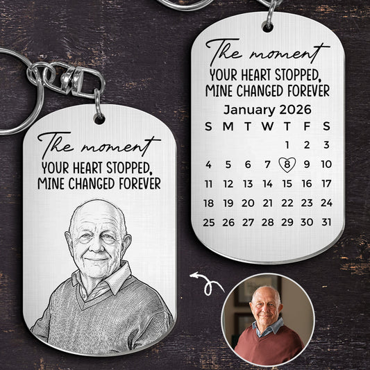 Custom-Photo-Sketch-Line-Art-The-Moment-Your-Heart-Stopped-Memorial-Gift-Personalized-Keychain-1