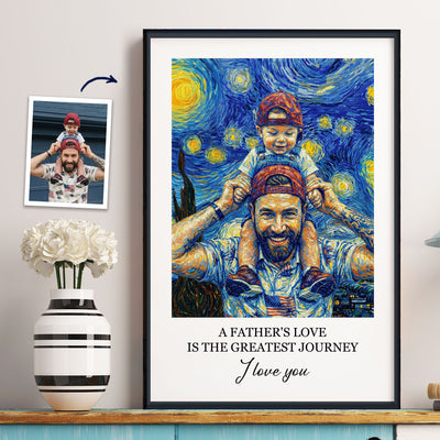 Custom Photo Van Gogh Art Father's Day Gift For Dad, Husband - Personalized Poster