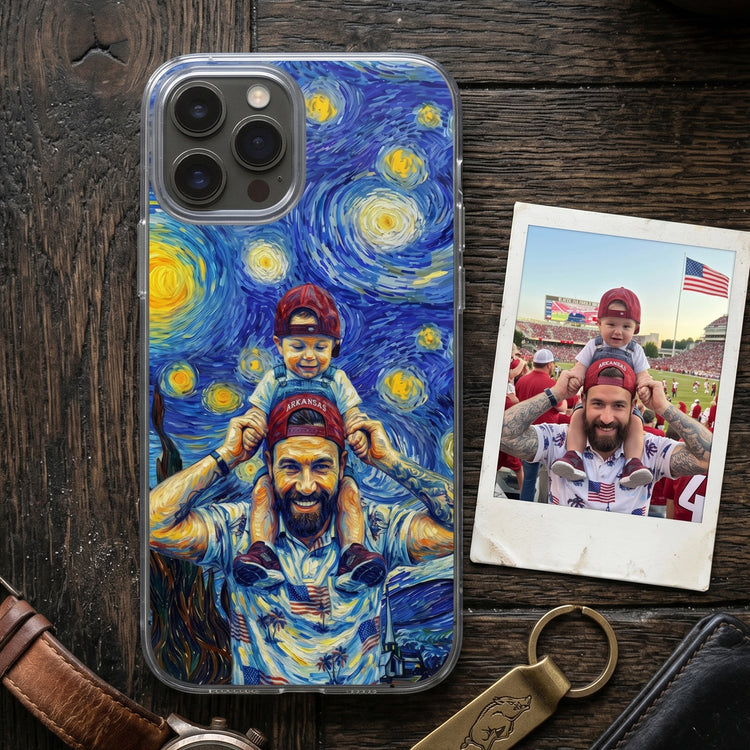 Custom-Photo-Van-Gogh-Style-Fathers-Day-Gift-For-New-Dad-Husband-Personalized-Phone-Case-1