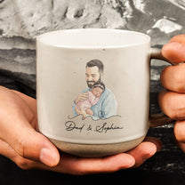 Custom-Photo-Watercolor-Art-Fathers-Day-Gift-For-New-Dad-Husband-Personalized-Pottery-Mug-3