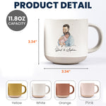 Custom Photo Watercolor Art Father's Day Gift For New Dad, Husband - Personalized Pottery Mug