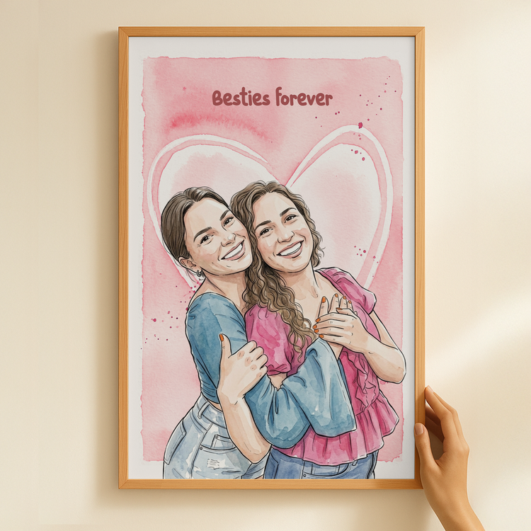 Besties-Best-Friends-Forever-Custom-Watercolor-Art-Personalized-Poster