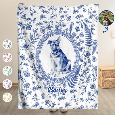 Custom Photo Watercolor Dog Cat Pet Portrait Toile Remembrance - Personalized Blanket