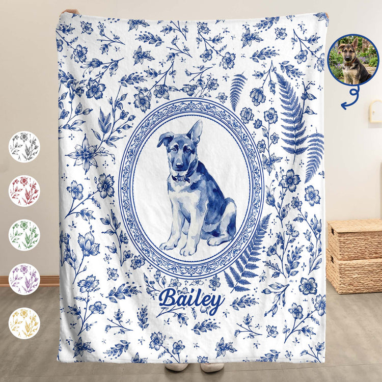 Custom-Photo-Watercolor-Dog-Cat-Pet-Portrait-Toile-Remembrance-Personalized-Blanket-1