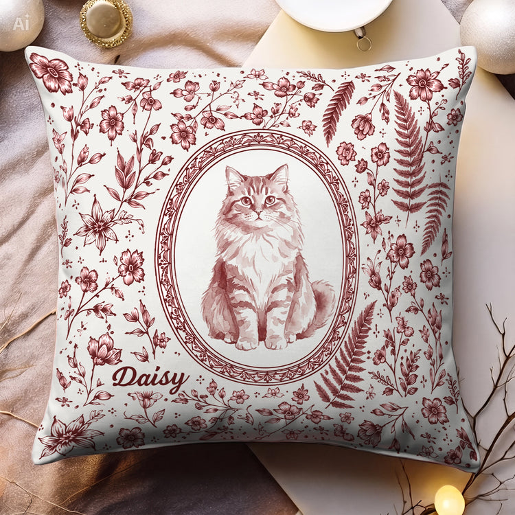 Custom-Photo Watercolor Dog Cat Pet Portrait Toile Remembrance - Personalized Pillow 3