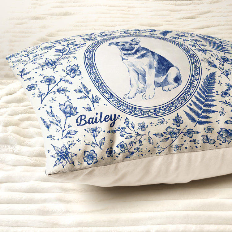 Custom-Photo Watercolor Dog Cat Pet Portrait Toile Remembrance - Personalized Pillow 4