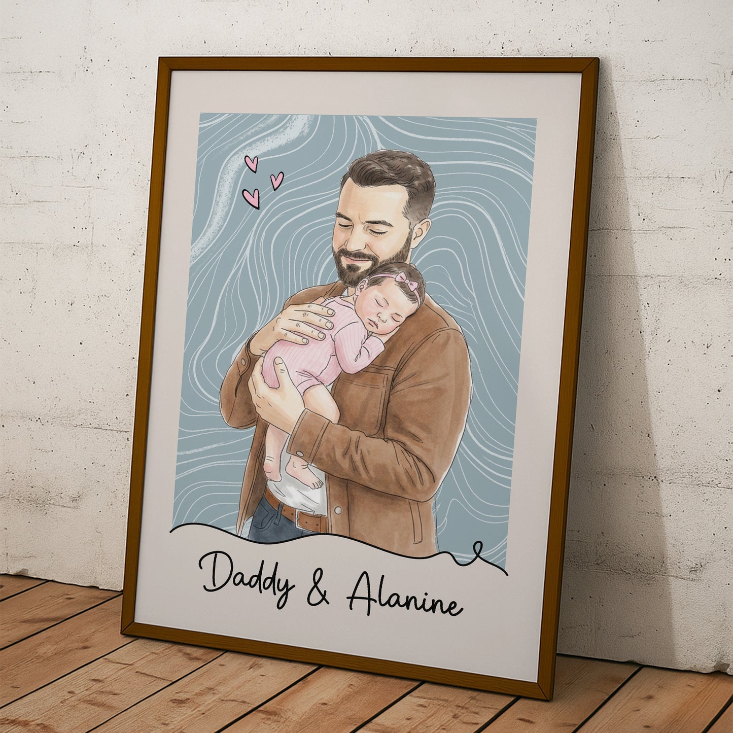 Custom-Photo-Watercolor-Fathers-Day-Gift-For-Husband-New-Dad-Gift-Personalized-Poster-3