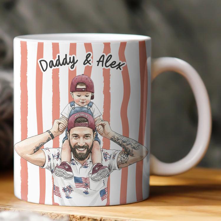 Custom-Photo-Watercolor-Fathers-Day-Gift-For-New-Dad-Husband-Personalized-Mug-4