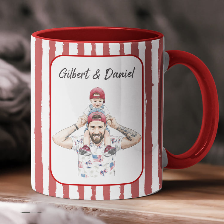 Custom-Photo-Watercolor-Striped-Pattern-Fathers-Day-Gift-For-Dad-Husband-Grandpa-Personalized-Mug-2