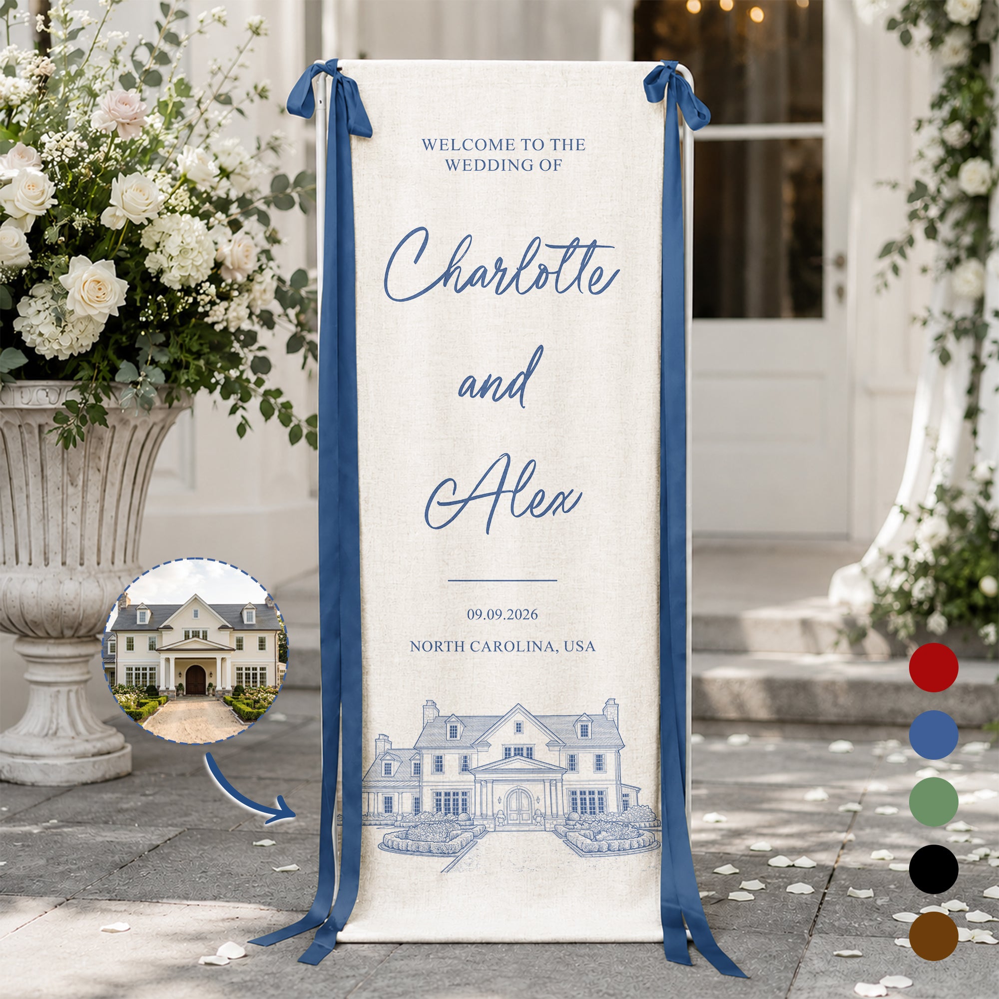 Custom-Photo-Wedding-Venue-Illustration-Drawing-Wedding-Sign-Personalized-Welcome-Sign-1
