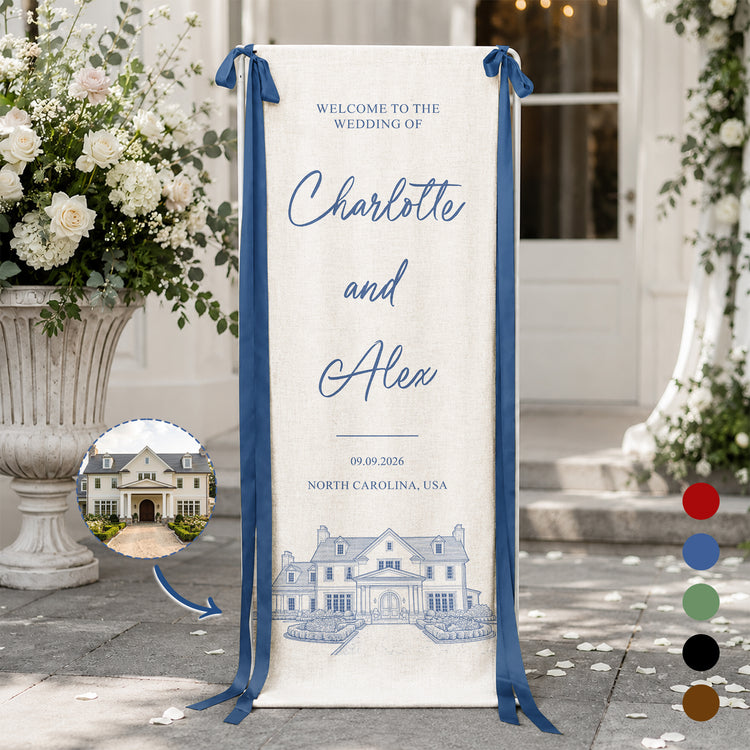 Custom-Photo-Wedding-Venue-Illustration-Drawing-Wedding-Sign-Personalized-Welcome-Sign-1