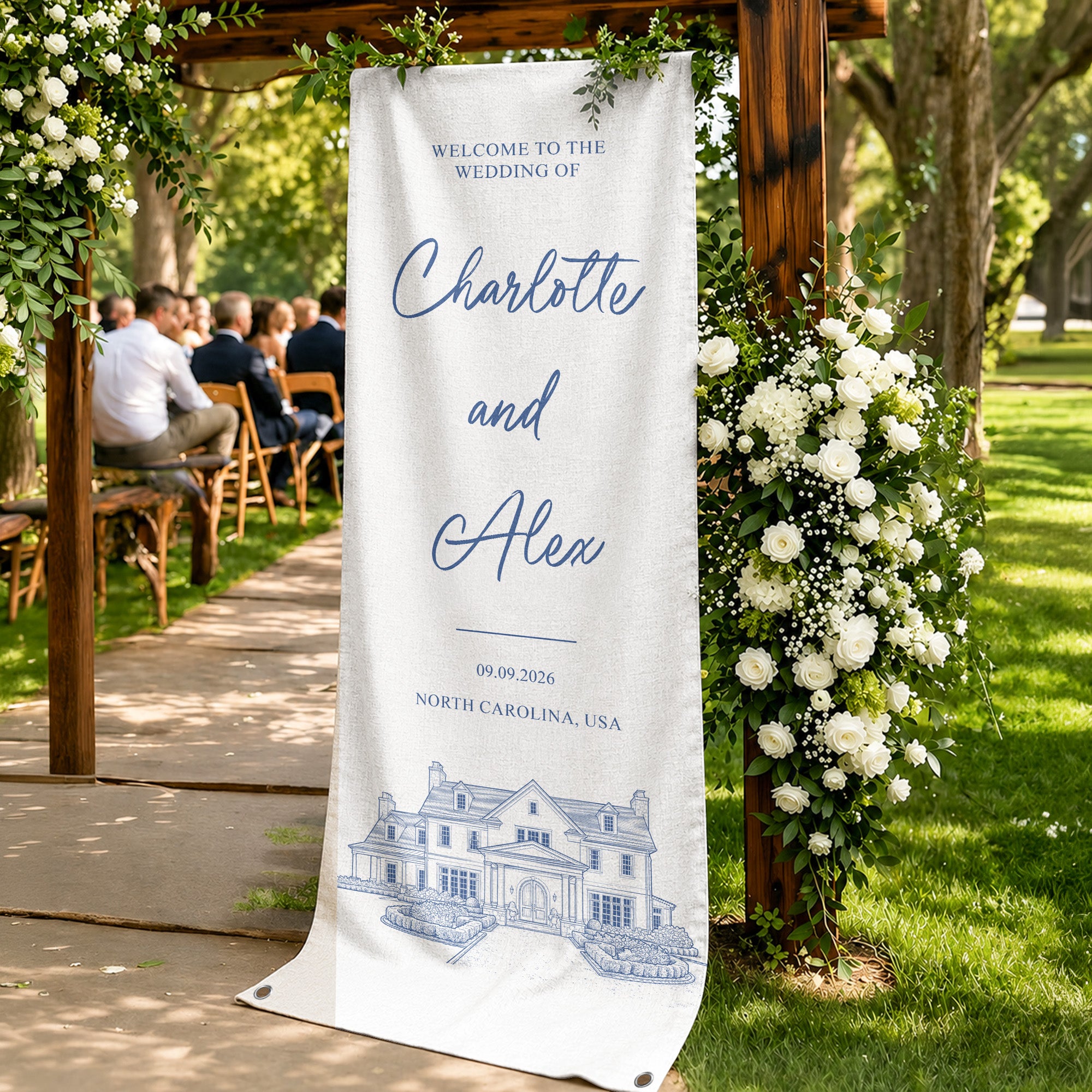 Custom-Photo-Wedding-Venue-Illustration-Drawing-Wedding-Sign-Personalized-Welcome-Sign-3
