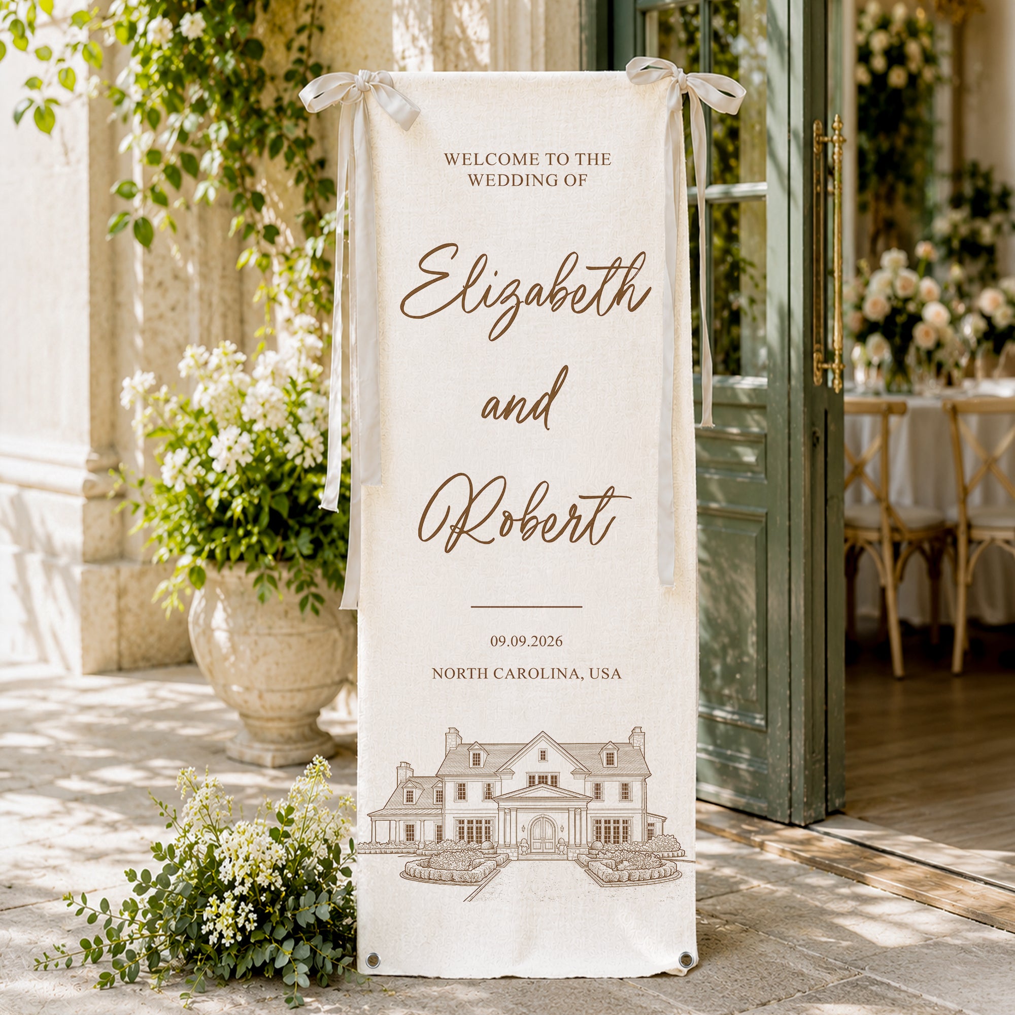 Custom-Photo-Wedding-Venue-Illustration-Drawing-Wedding-Sign-Personalized-Welcome-Sign-4