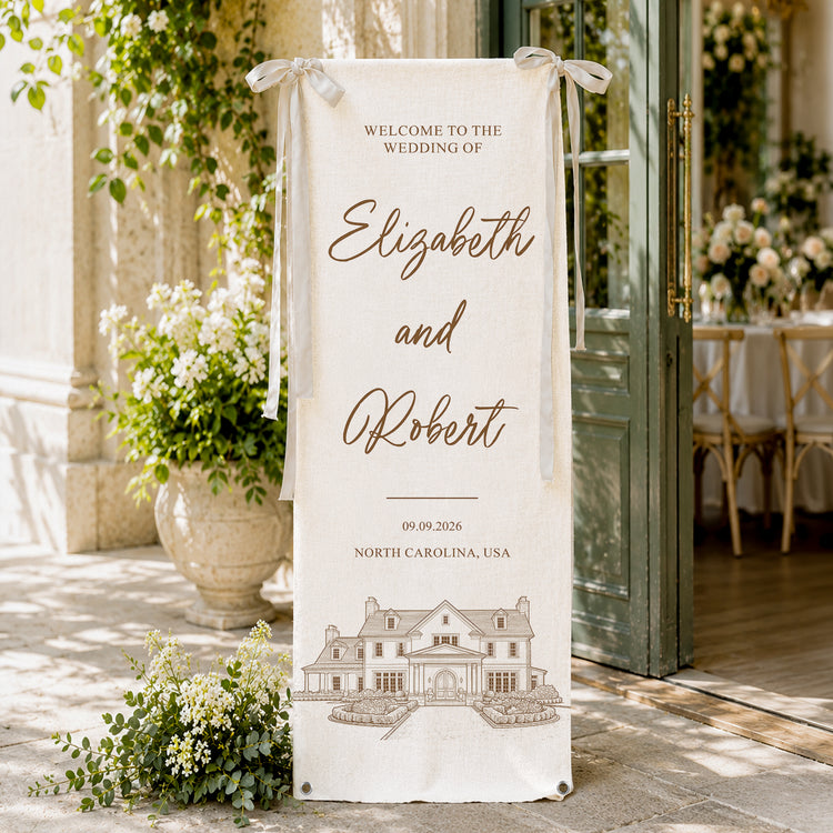 Custom-Photo-Wedding-Venue-Illustration-Drawing-Wedding-Sign-Personalized-Welcome-Sign-4