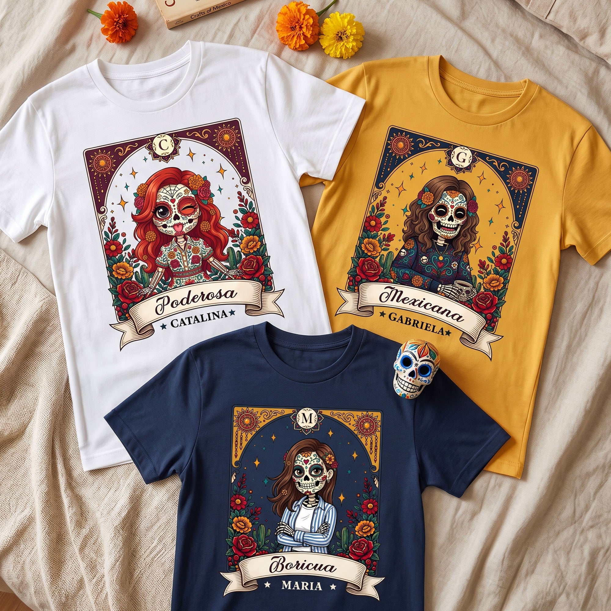 Custom-Portrait-Day-Of-The-Dead-Funny-Mexican-Mom-Wife-Gift-For-Her-Personalized-Shirt-1