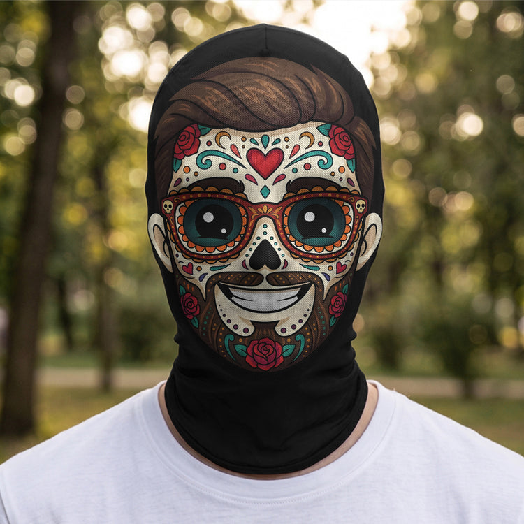 Custom-Portrait-Sugar-Skeleton-Hispanic-Mexican-Flowers-Personalized-Balaclava-Mask-3