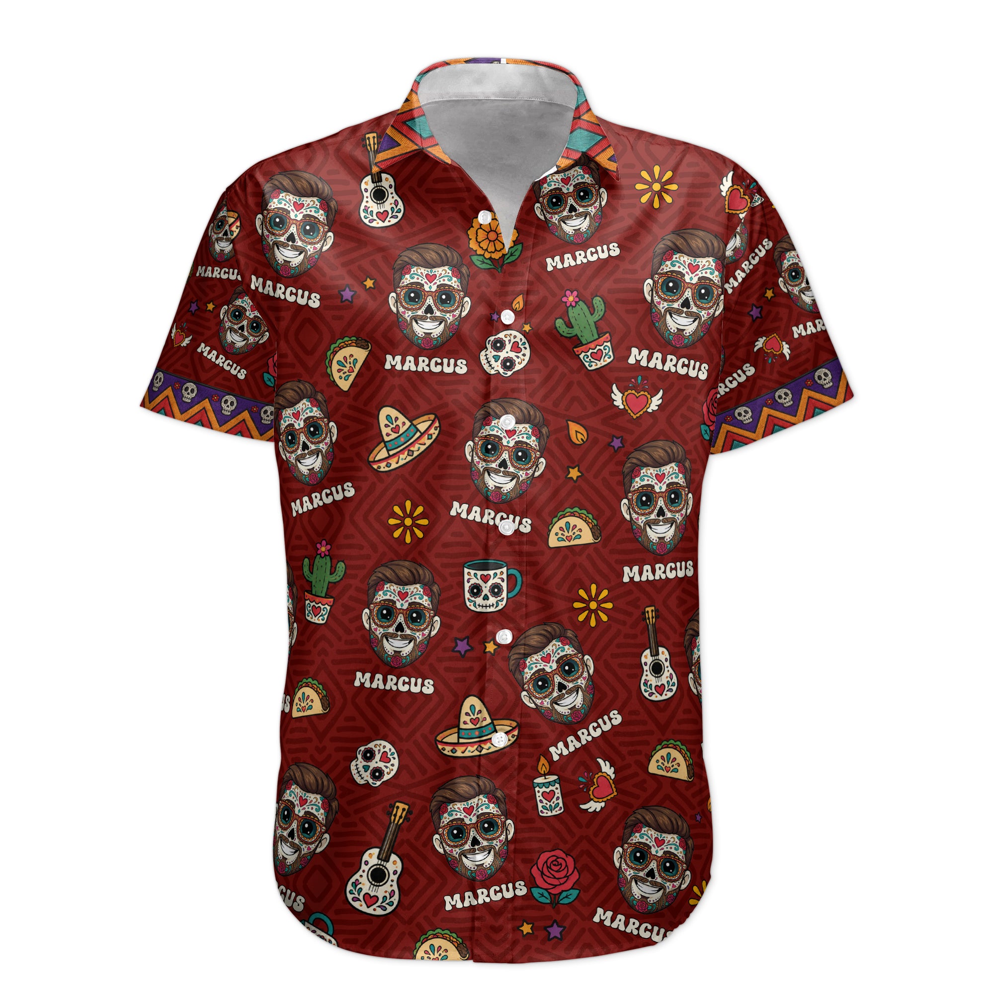 Custom-Portrait-Sugar-Skeleton-Hispanic-Mexican-Flowers-Personalized-Hawaiian-Shirt-7
