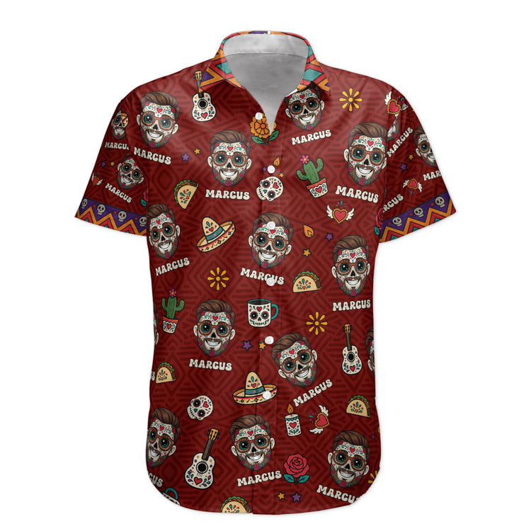 Custom-Portrait-Sugar-Skeleton-Hispanic-Mexican-Flowers-Personalized-Hawaiian-Shirt-7