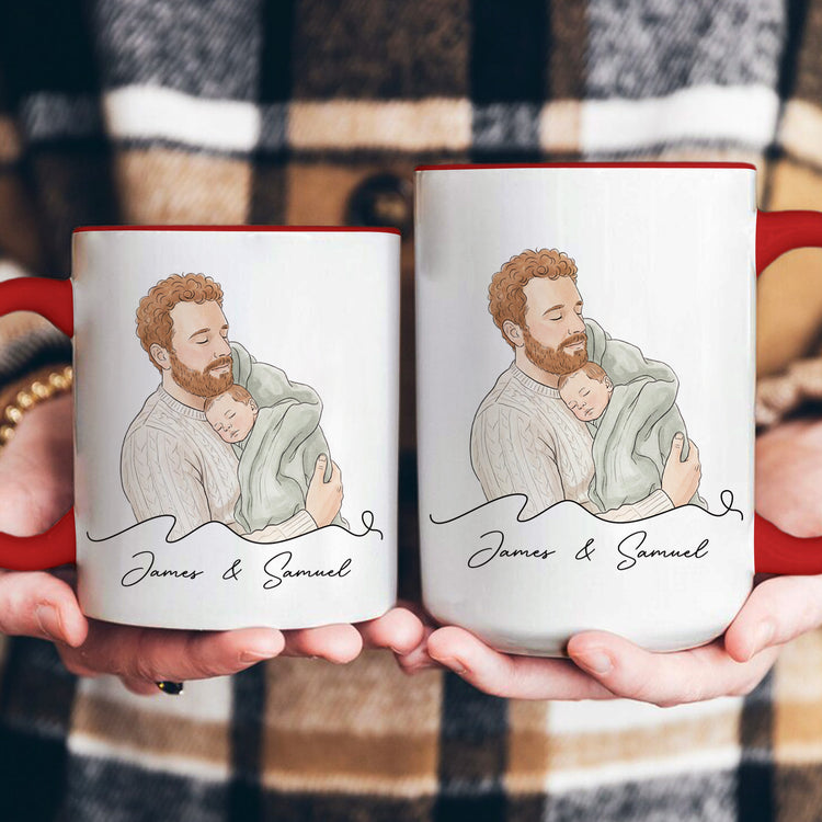 Custom-Portrait-Watercolor-Fathers-Day-Gift-For-Dad-New-Dad-Husband-Personalized-Mug-4