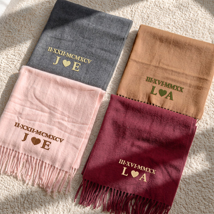 Custom-Roman-Numeral-Date-Matching-For-Couples,-Anniversary-Wedding-Gifts-Personalized-Embroidered-Scarf-3