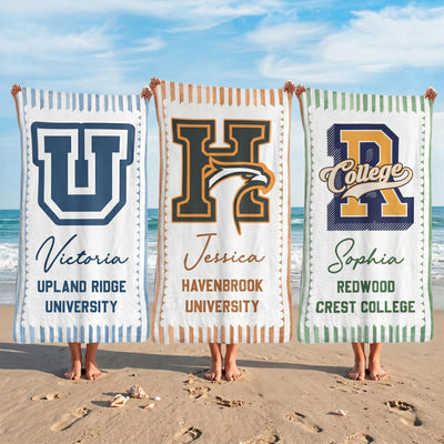 Custom School Logo - Personalized Beach Towel