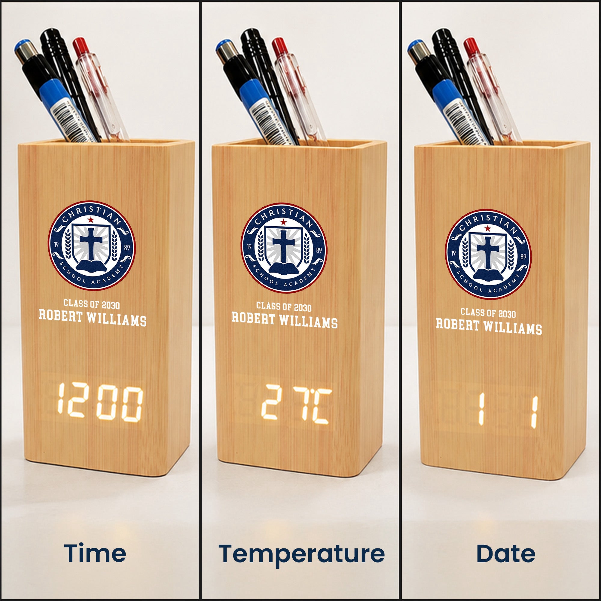 Custom_School_Logo_Personalized_Pen_Holder_With_Clock_4