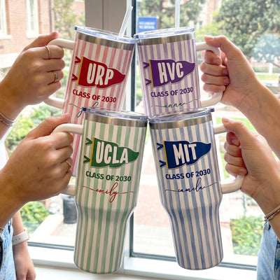 Custom School Pennant Flag - Personalized 40oz Tumbler