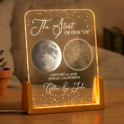 Custom Star Map & Moon Phase, Special Date Of Us - Romantic Couples Anniversary Gifts - Personalized Night Light