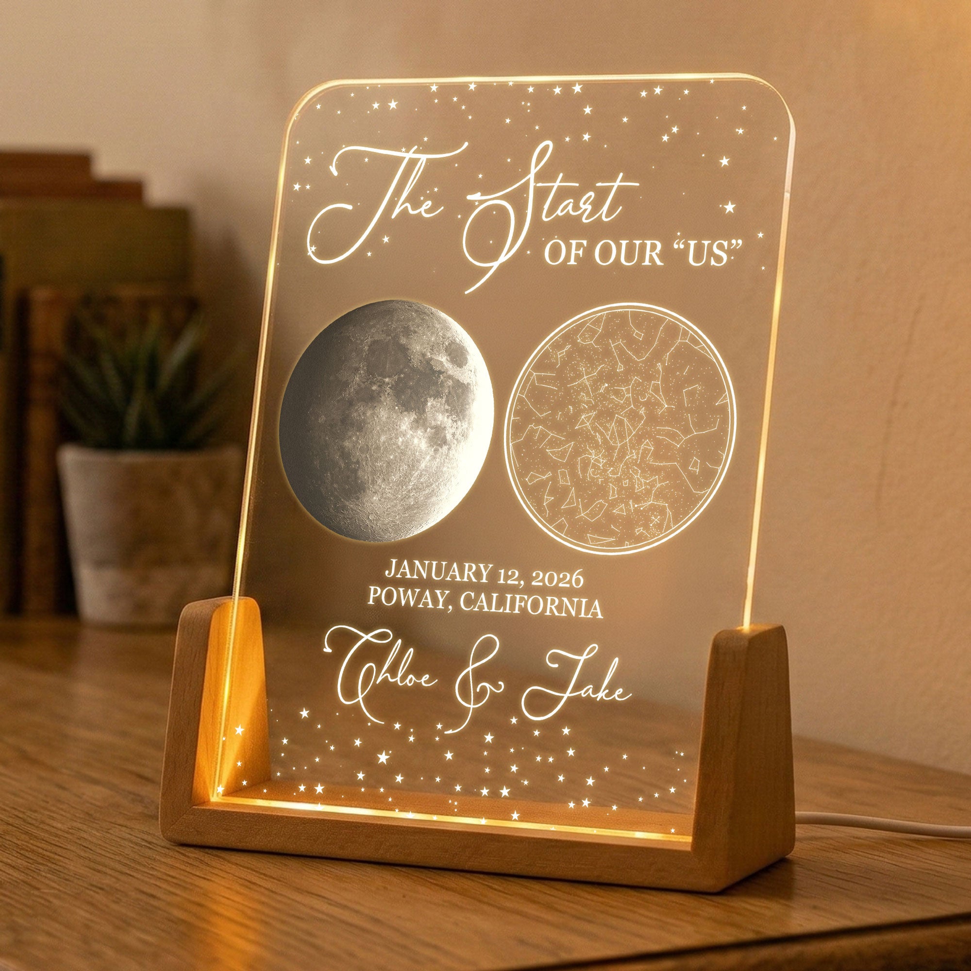 Custom-Star Map & Moon Phase, Special Date Of Us - Romantic Couples Anniversary Gifts - Personalized Night Light 4