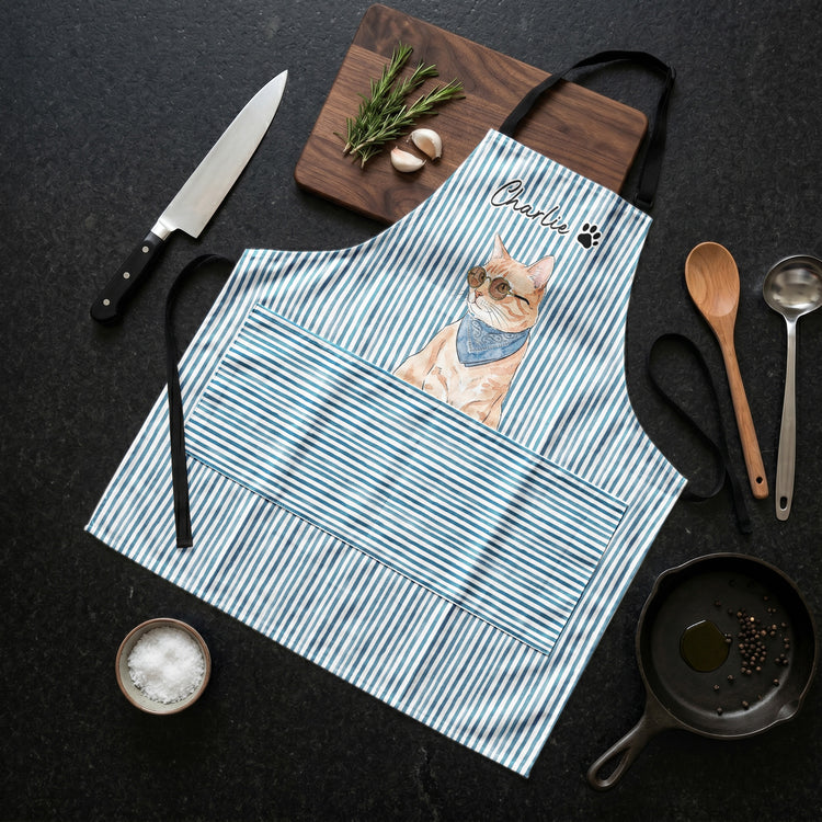 Custom-Striped-Pattern-Watercolor-Pet-Portrait-Personalized-Apron-2