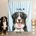 Custom-Striped-Pattern-Watercolor-Pet-Portrait-Personalized-Blanket-1