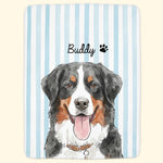 Custom-Striped-Pattern-Watercolor-Pet-Portrait-Personalized-Blanket-2