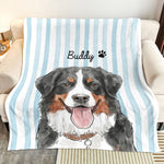 Custom-Striped-Pattern-Watercolor-Pet-Portrait-Personalized-Blanket-3