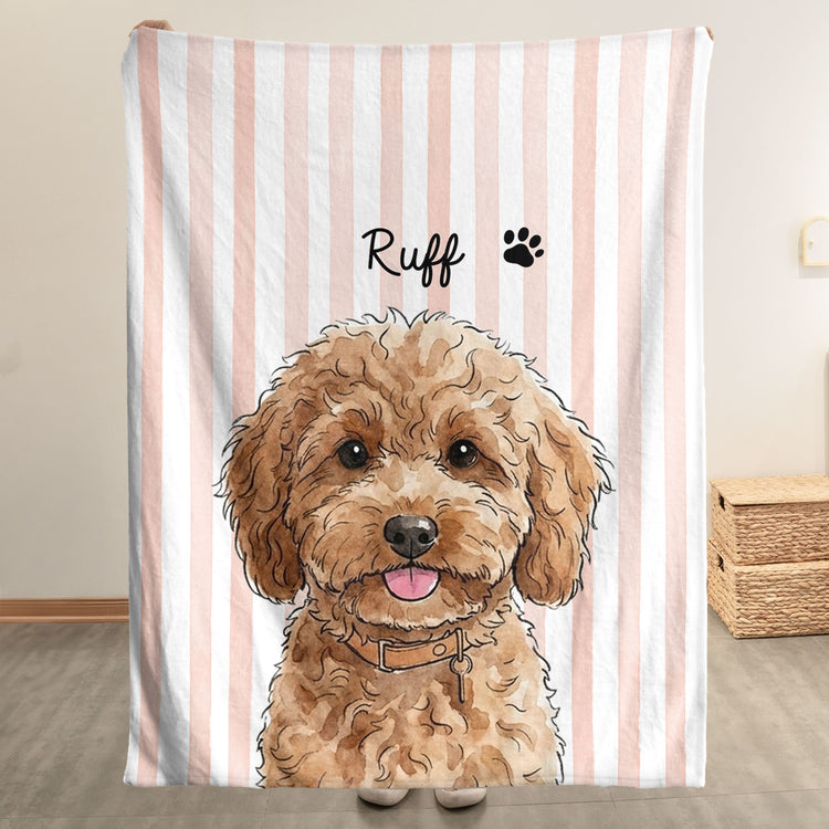 Custom-Striped-Pattern-Watercolor-Pet-Portrait-Personalized-Blanket-6