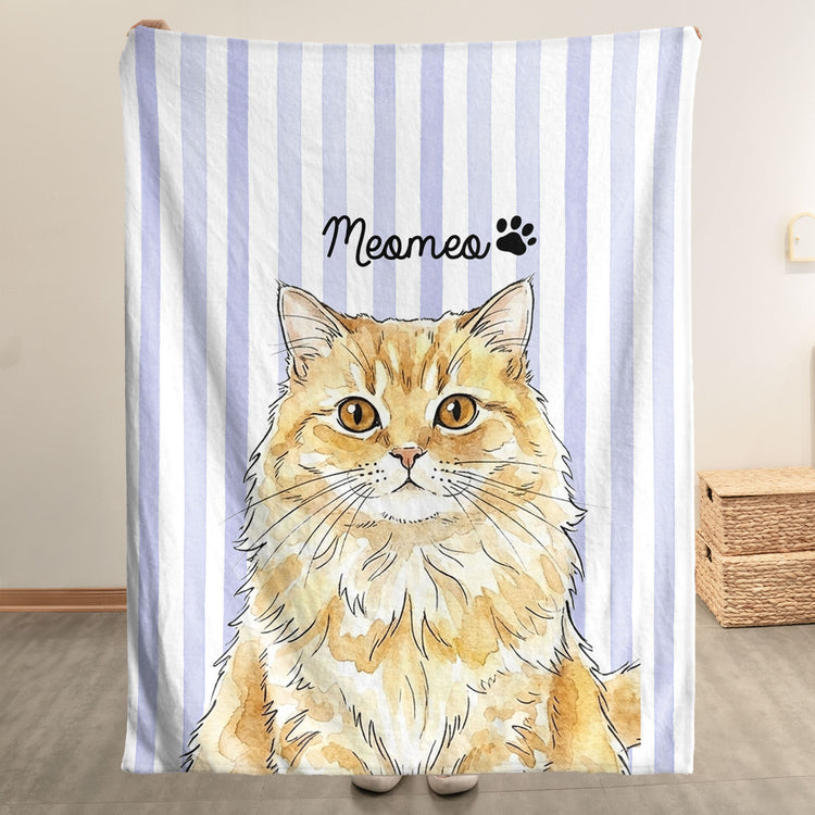 Custom-Striped-Pattern-Watercolor-Pet-Portrait-Personalized-Blanket-7