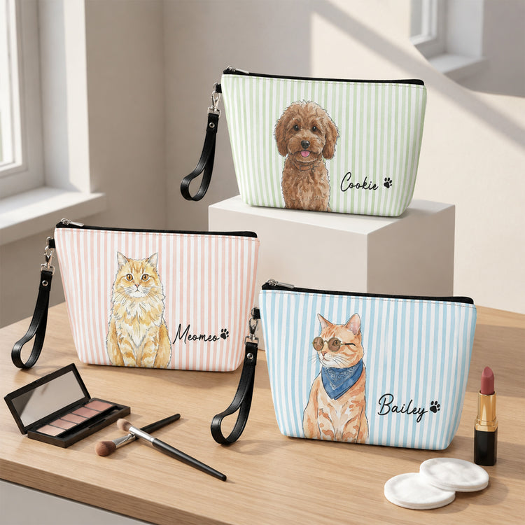 Custom-Striped-Pattern-Watercolor-Pet-Portrait-Personalized-Cosmetic-Bag-1