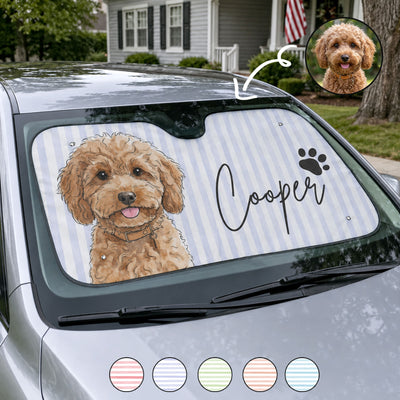 Custom Striped Pattern Watercolor Pet Portrait - Personalized Sun Shade