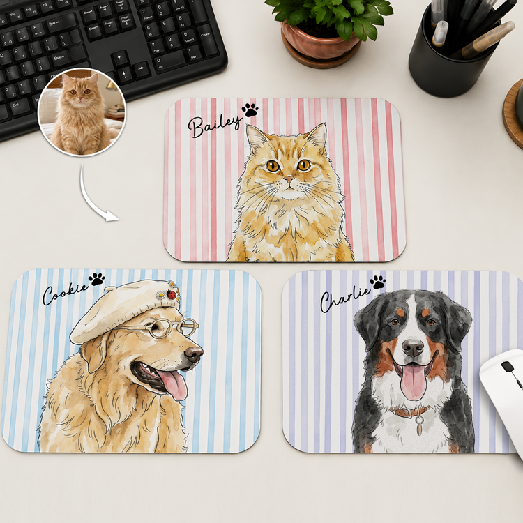 Custom-Striped-Watercolor-Pet-Portrait-Pad-For-Pet-Lover-Mouse-Pad-1