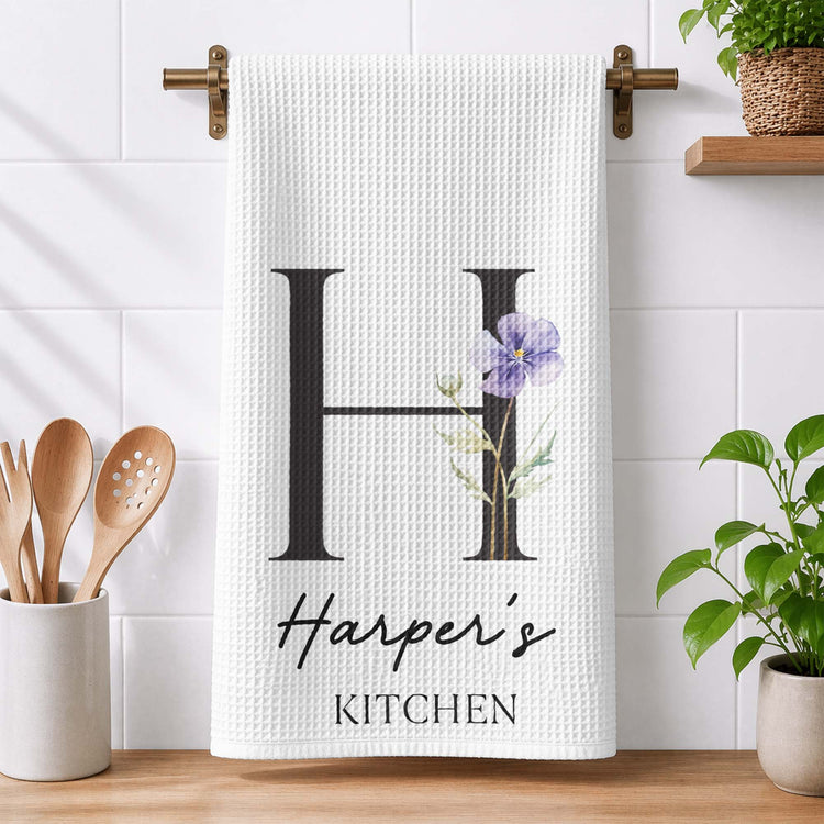 Custom-Tea-Towel-Name-&-Birth-Flower-Kitchen-Decor-Personalized-Kitchen-Towel-2