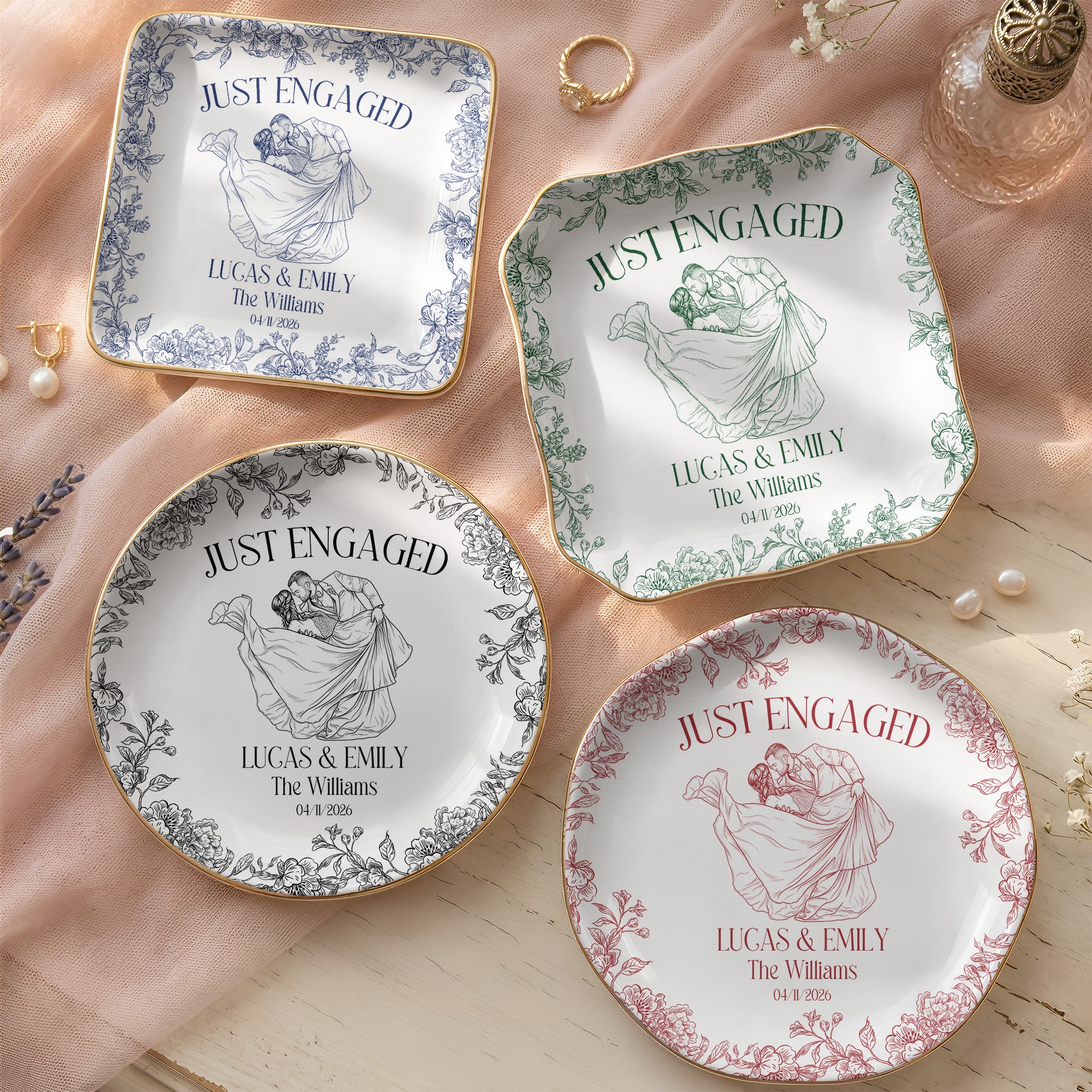 Custom-Toile-De-Jouy-Wedding-Photo-Moments-Gifts-For-Bride,-Her-Personalized-Jewelry-Dish-1