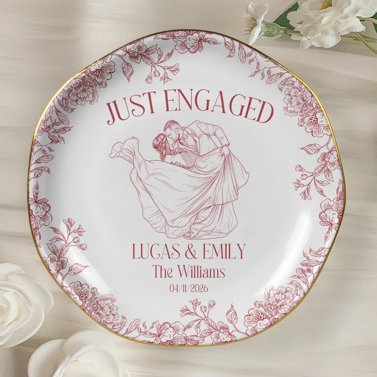 Custom-Toile-De-Jouy-Wedding-Photo-Moments-Gifts-For-Bride,-Her-Personalized-Jewelry-Dish-5