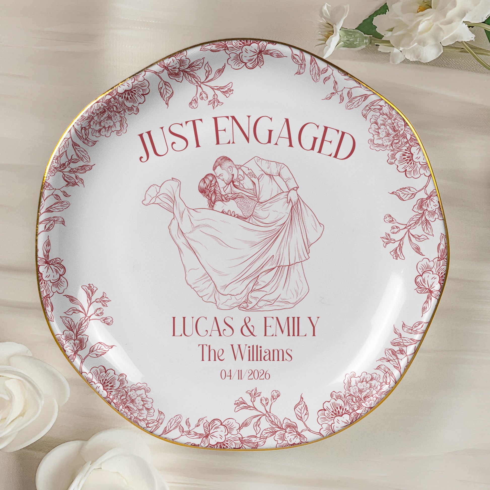 Custom-Toile-De-Jouy-Wedding-Photo-Moments-Gifts-For-Bride,-Her-Personalized-Jewelry-Dish-5