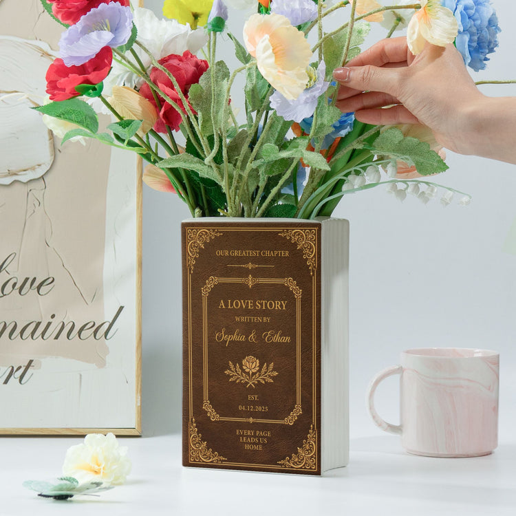 Custom-Vintage-Ceramic-Book-Vase,-Personalised-Gift-For-Couple-Personalized-Vase-2